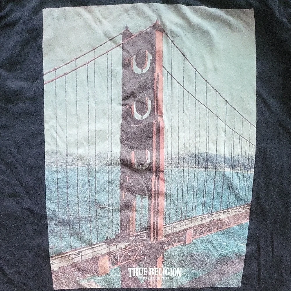 True Religion Black Tee with Bridge Graphic